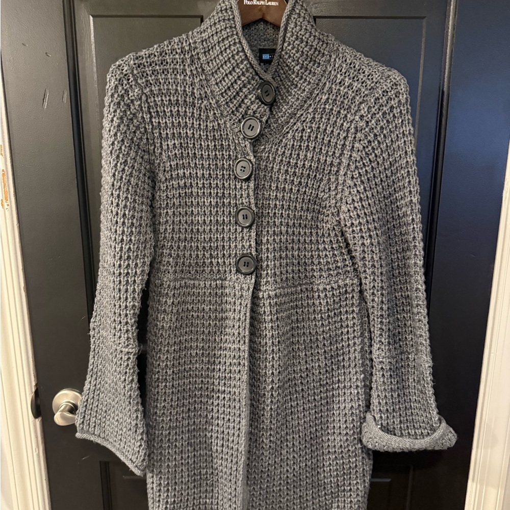 Relativity Chunky Gray Knit Button-Up Cardigan - image 1